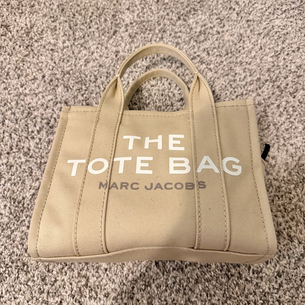 Marc Jacobs Tan Tote with White Lettering